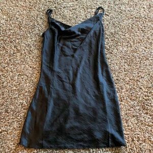 Mini silk cowl neck dress